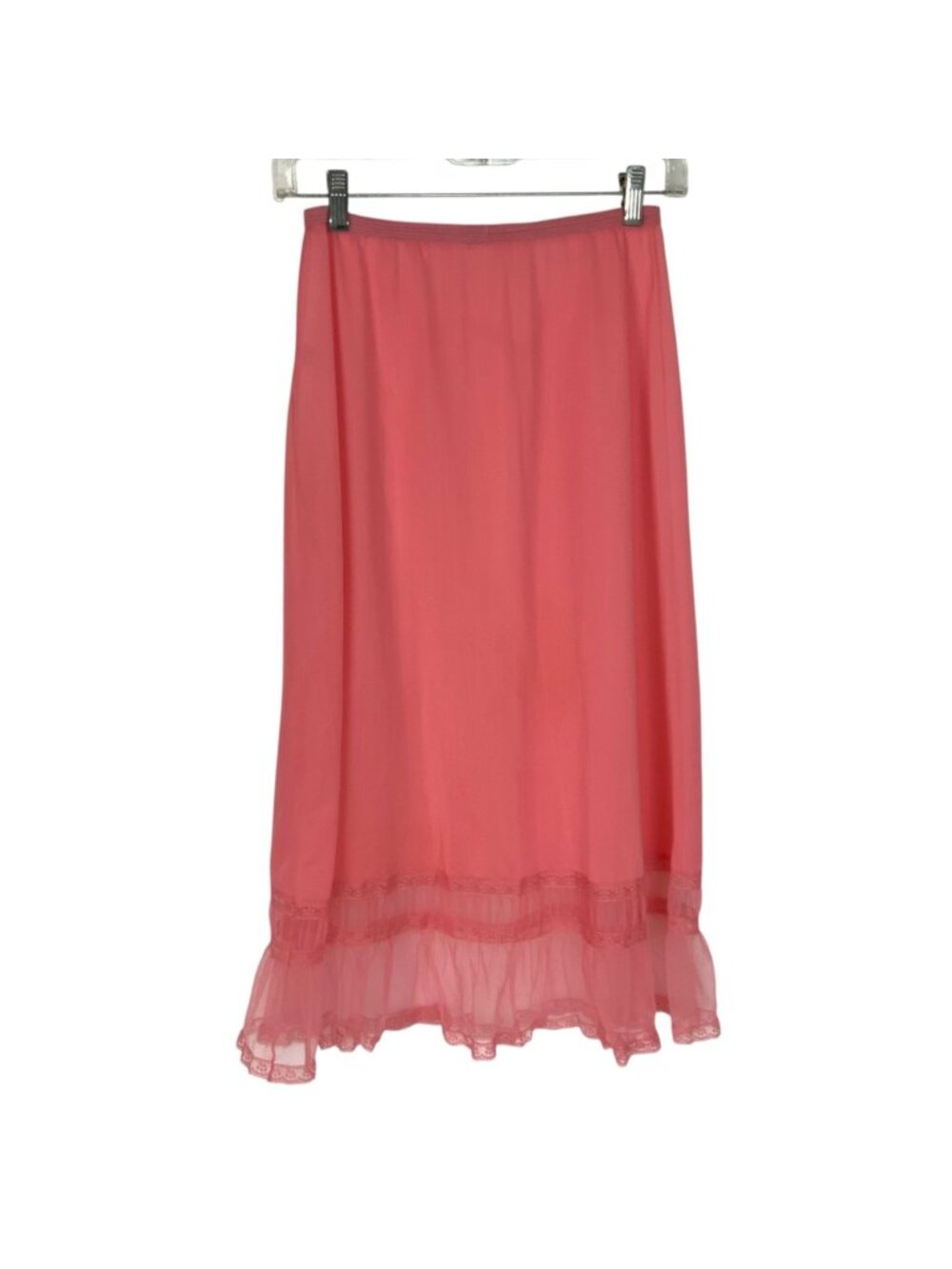Vintage Luxite By Holeproof Nylon Half Slip Pink Size Medium Ruffled Hem